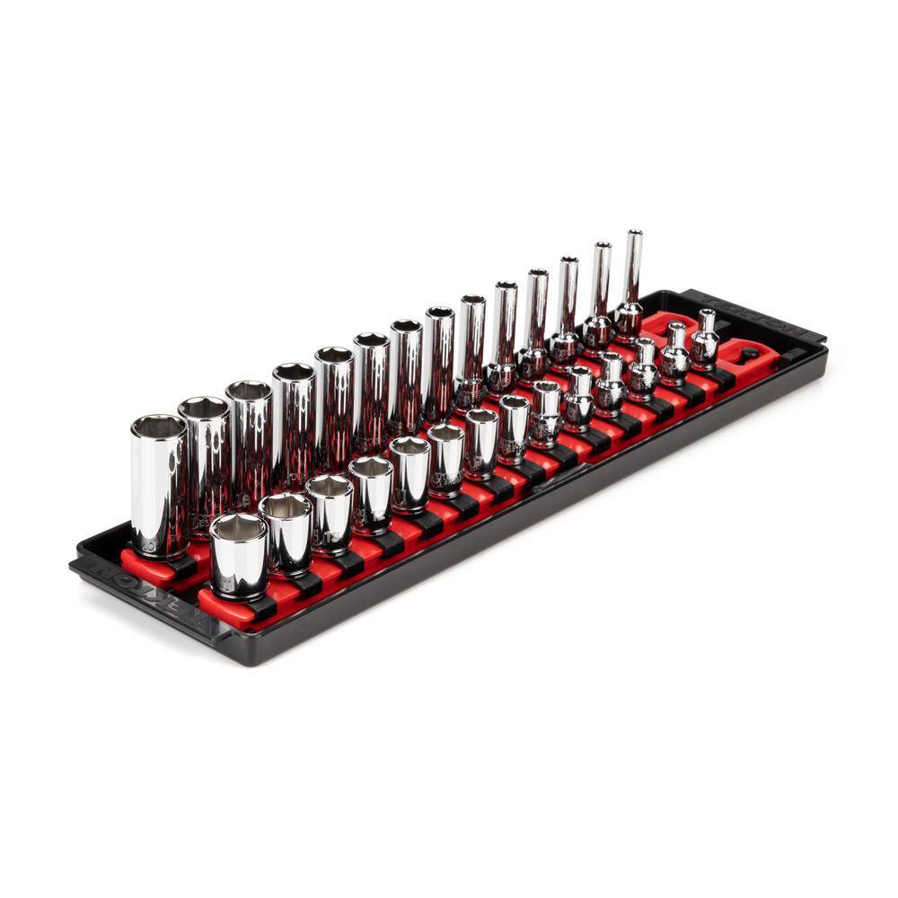 TEKTON 14 in. Drive 6-Point Socket Set with Rails (4 mm-15 mm) (28-Piece) SHD90211