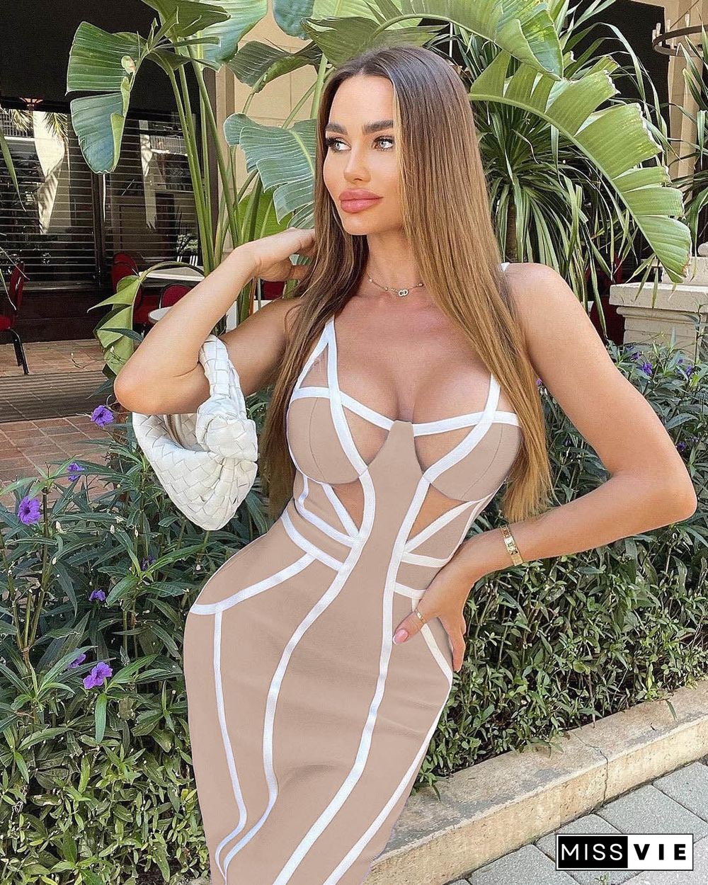 Black White Bandage Dress New Year Midi Bandage Dress Bodycon Women Summer Mesh Sexy Party Dress Evening Club Outfits