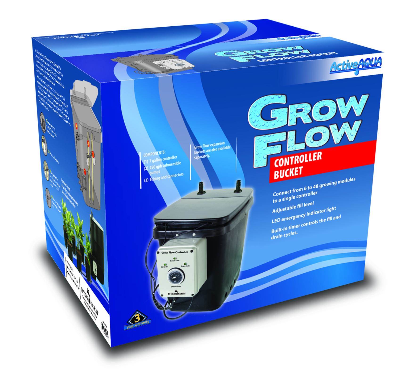 Active Aqua Grow Flow Ebb and Flow Hydroponic Kit and Expansion Pot， 12 Pack