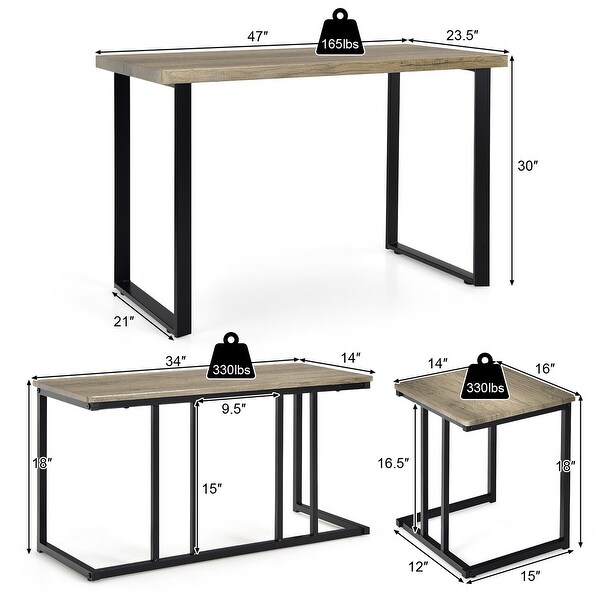 4 PCS Dining Table Set Modern Counter Height Set with One Bench Stools