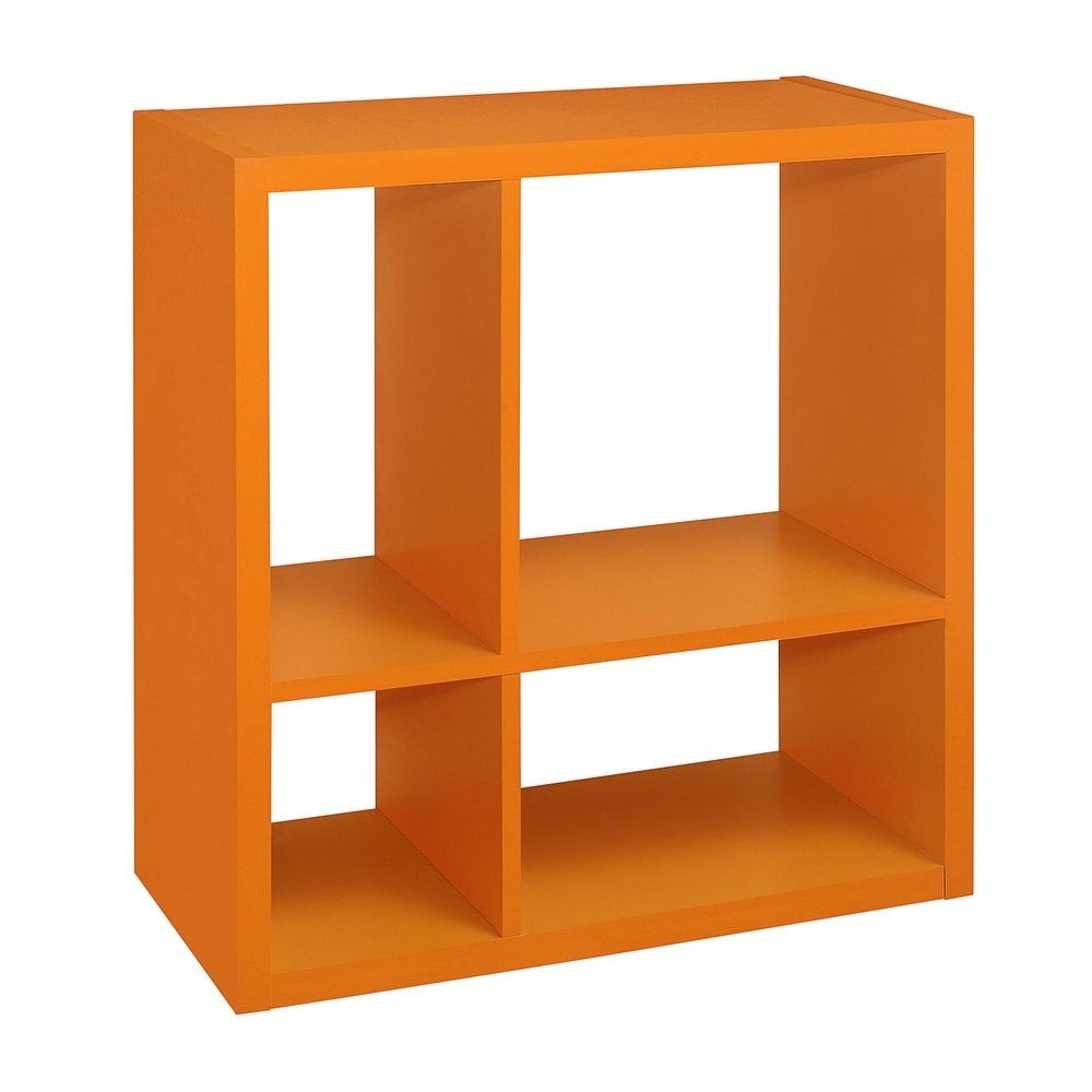 4 Cube Open Bookcase  Kids Toy Storage Shelf Organizer (Orange)