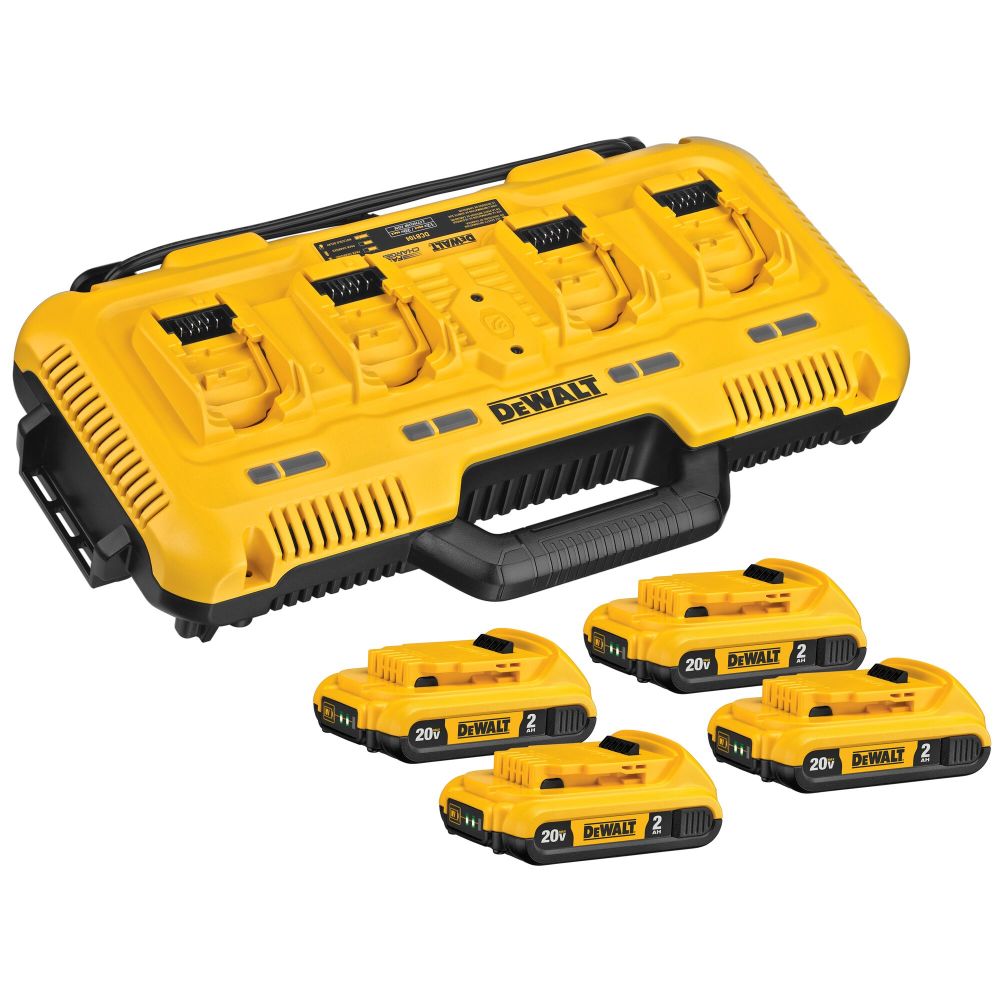 DEWALT 4 Port Charger and Four 2Ah Batteries Starter Kit DCB104D4 from DEWALT