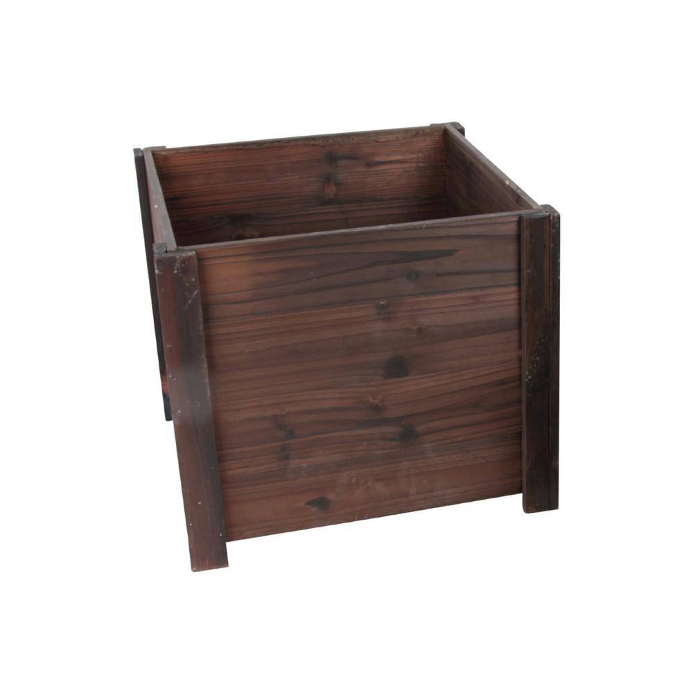 Leisure Season Medium 12 in. W x 12 in. D x 10 in. H Square Wooden Brown Planter (3-Pack) SQP120S-B