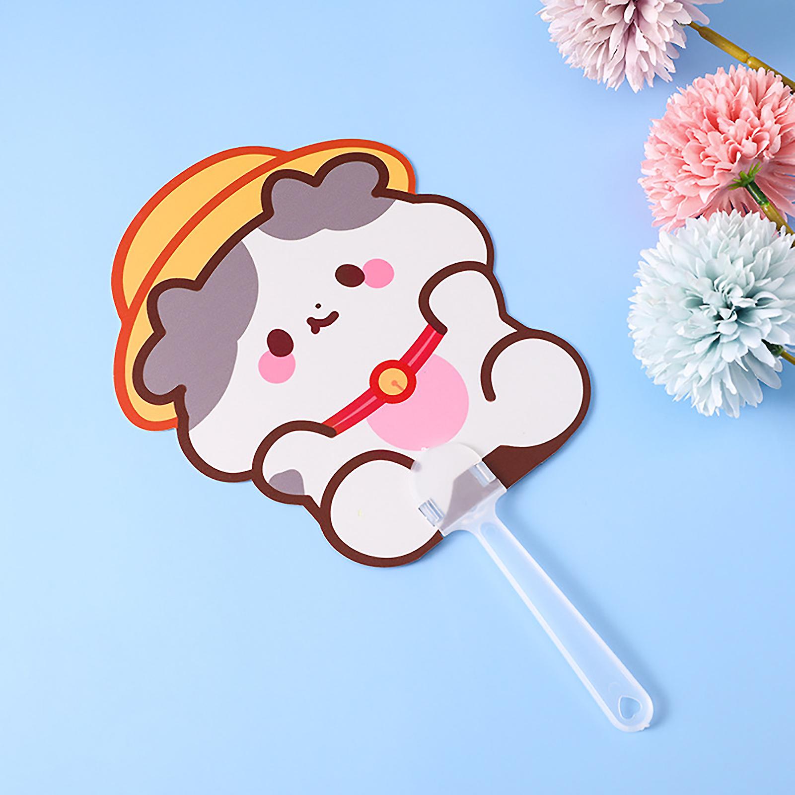 Cartoon Cute Handheld Fans Pp Small Fan Portable Summer Hand Fan For Children Studentjingle Cow