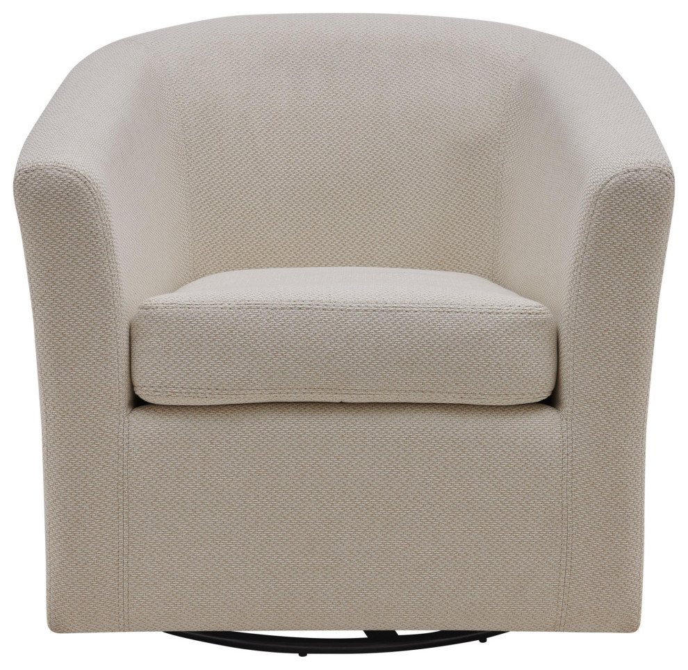 Blanche Fabric Swivel Chair  Cardiff Cream   Transitional   Armchairs And Accent Chairs   by Virgil Stanis Design  Houzz