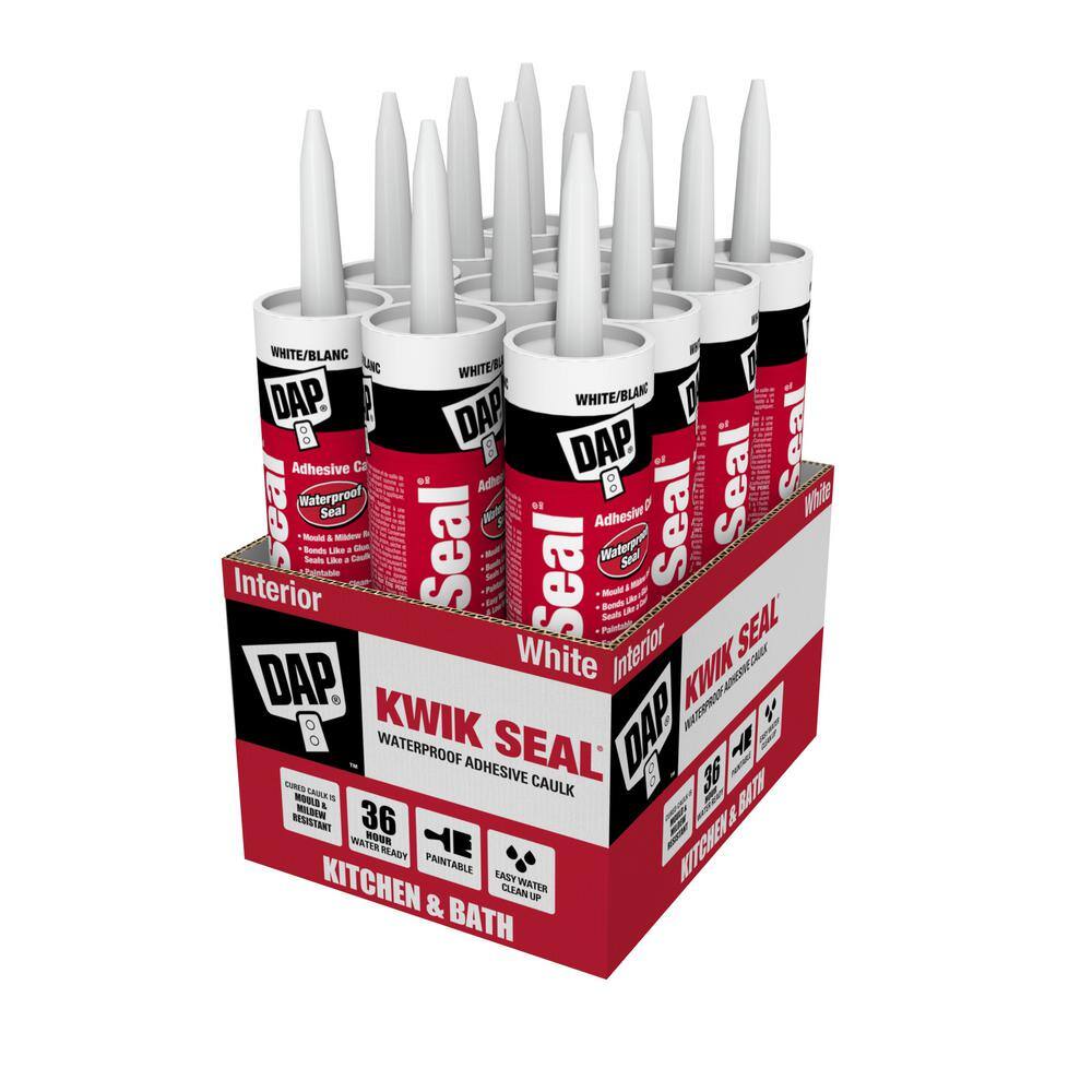 DAP Kwik Seal 10.1 oz. White Kitchen and Bath Adhesive Caulk (12-Pack) 7079818032