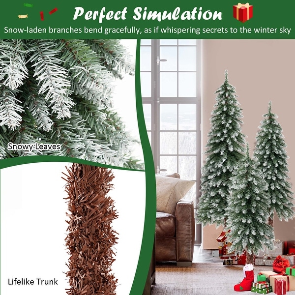 Set of 3 PreLit Slim Christmas Tree Artificial Decoration 3/4/5 FT