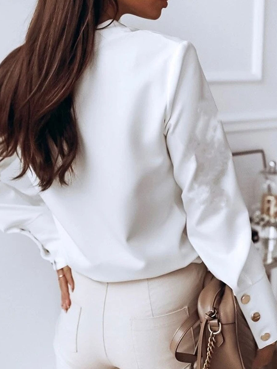 Casual Loose Solid Color Long-sleeved Blouse