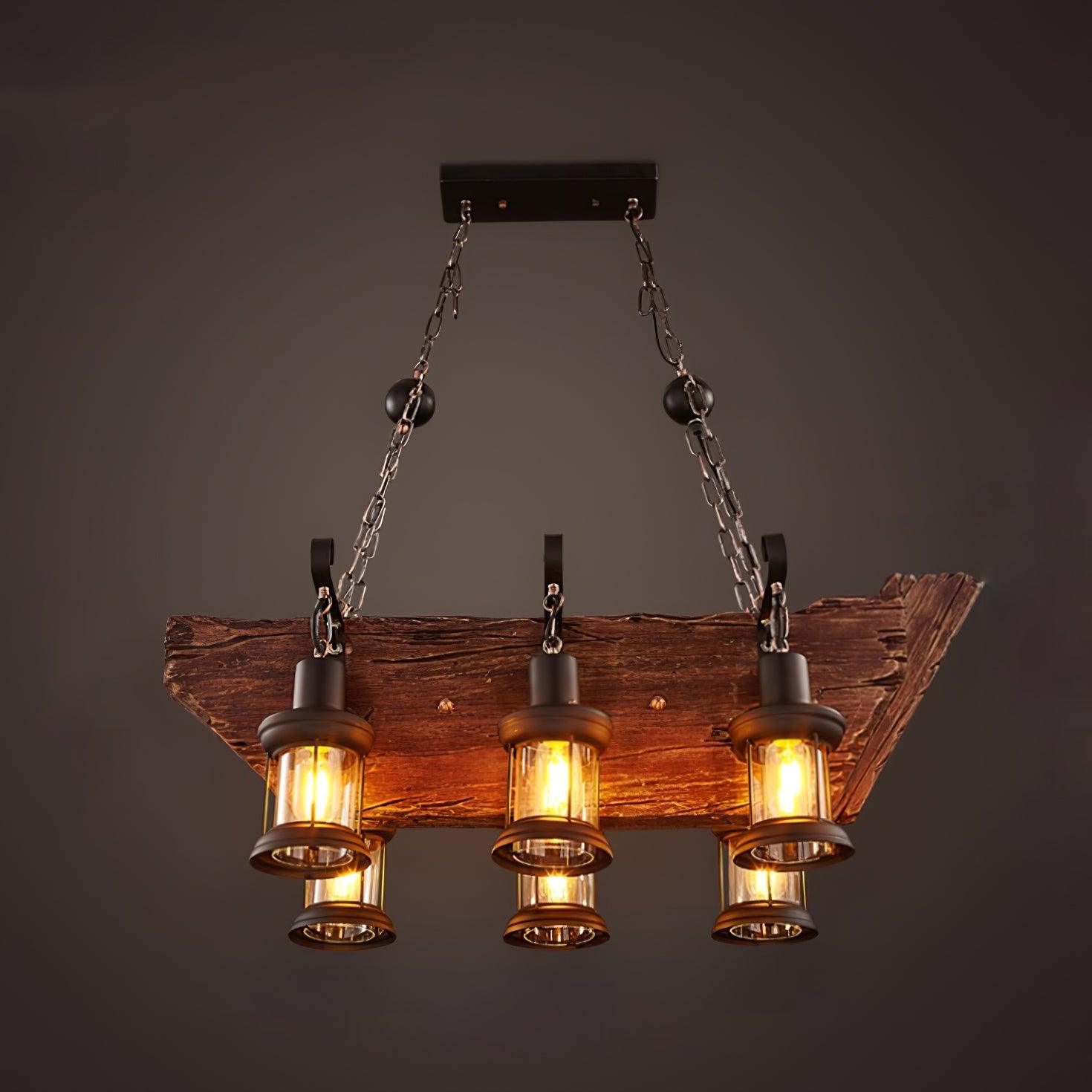 Nautical Industrial Style Wooden Chandelier