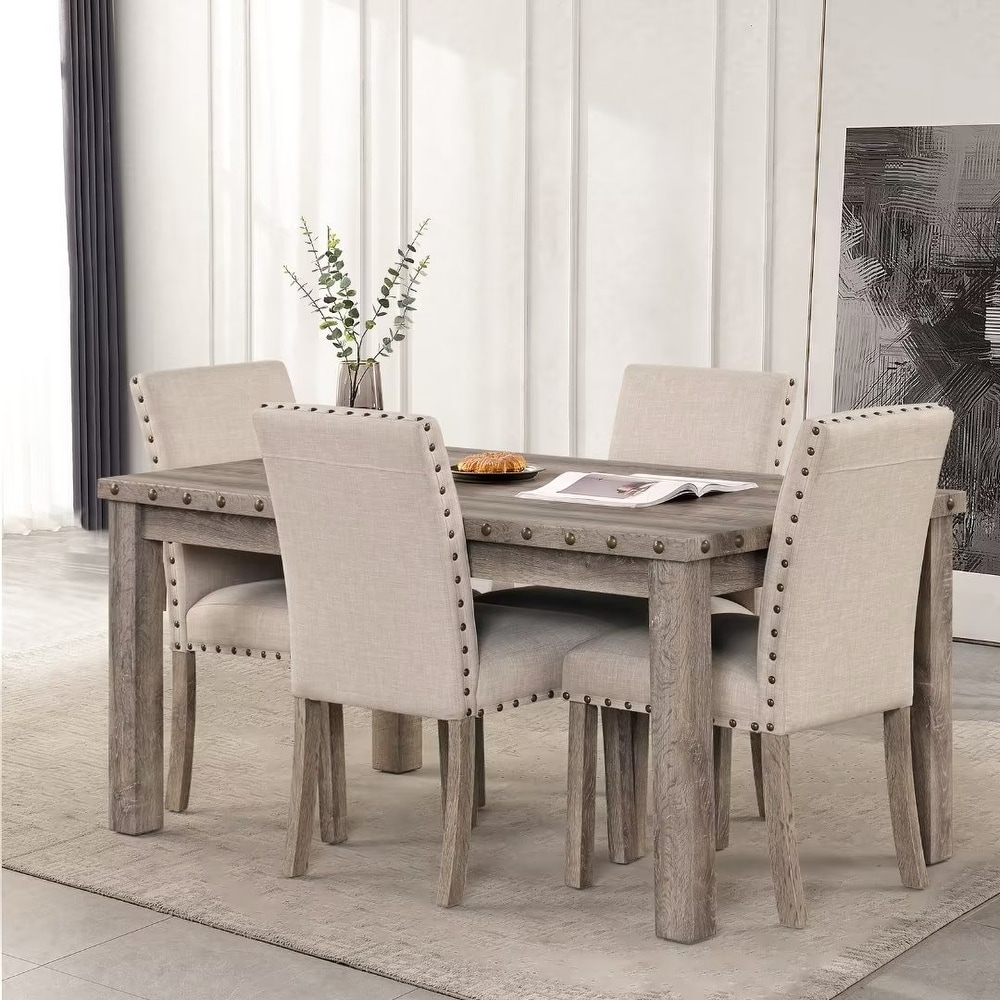 Morden Fort Rectangular Chair 5 piece Dining Table Set