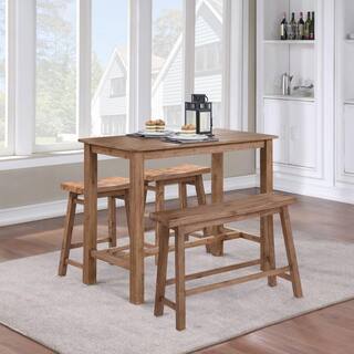 Boraam 47.25 in. Sonoma Pub Table with 1-Bench and 2-Stools in Driftwood Gray 75027