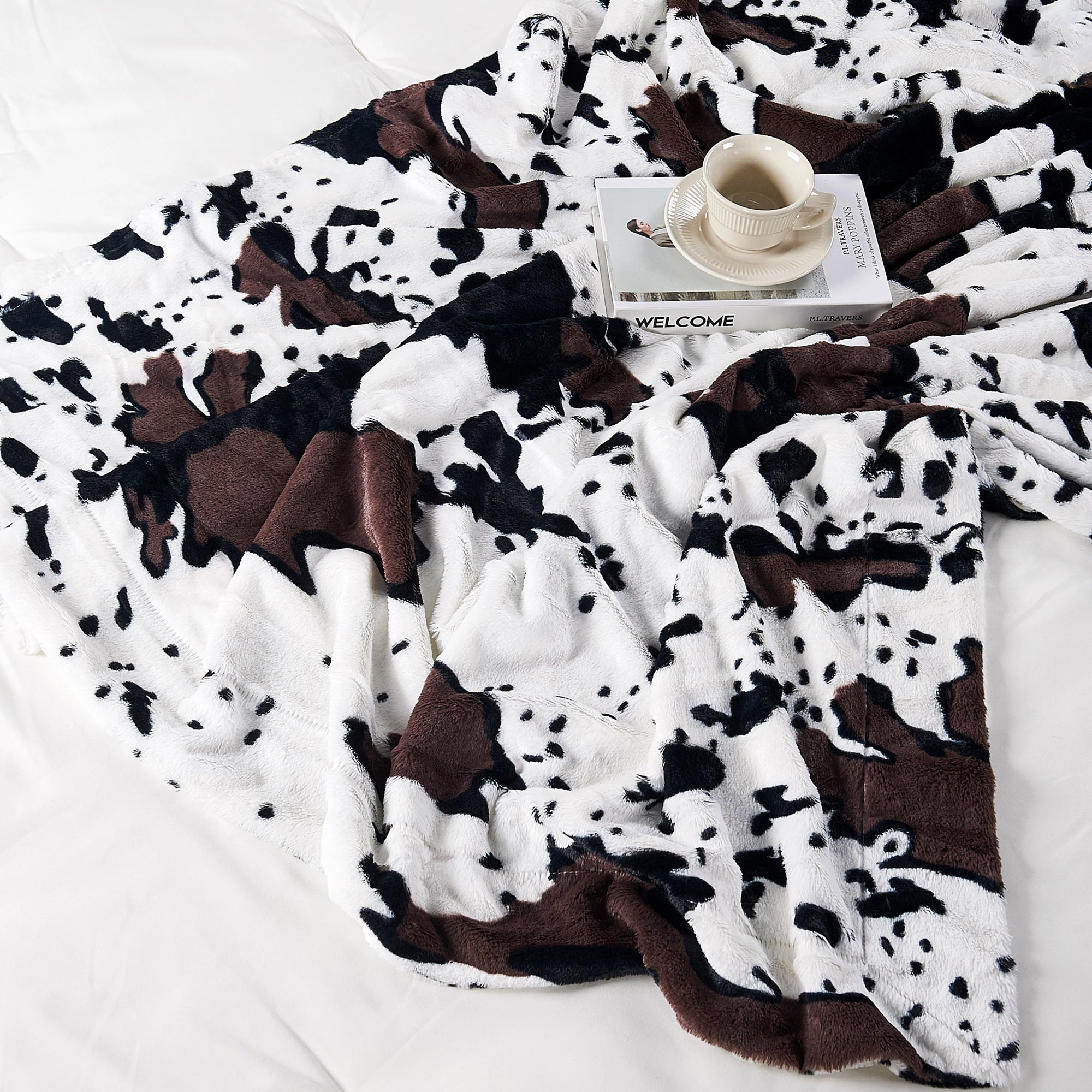 Home Soft Things Animal Double Sided Faux Fur Throw - Cow - 60