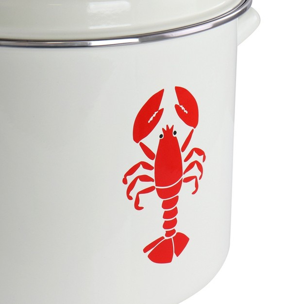 Martha Stewart Enamel On Steel 16 Quart Lobster Pot In Cream