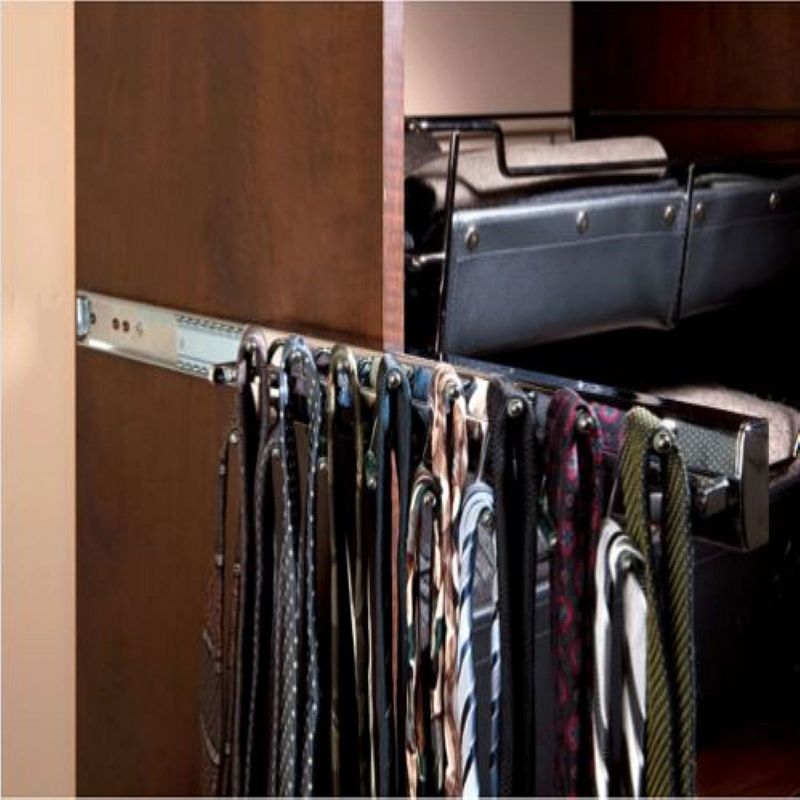 Rev-A-Shelf Sidelines 14 Inch Pop Out Deluxe Tie Rack， Chrome， TRCPOSL-14-CR-1