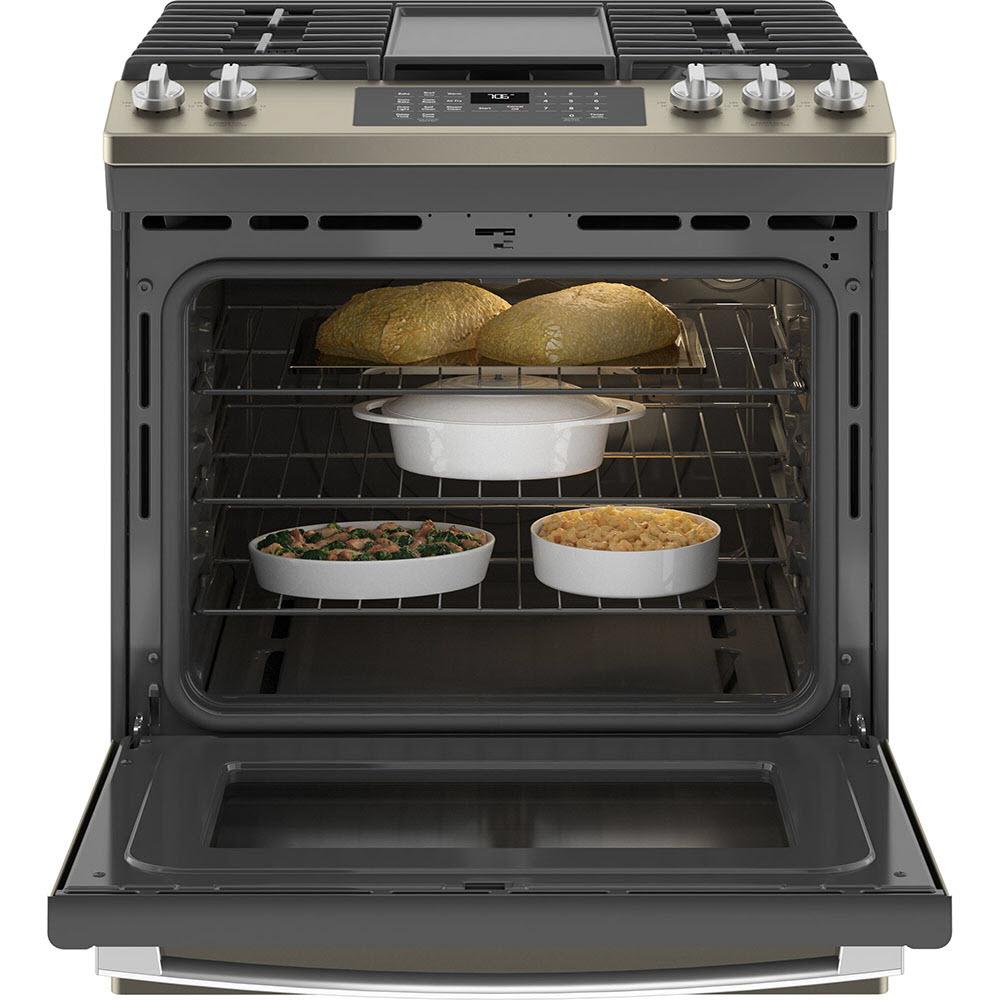 GE 30-inch Slide-in Gas Range with Convection Technology JCGS760EPES