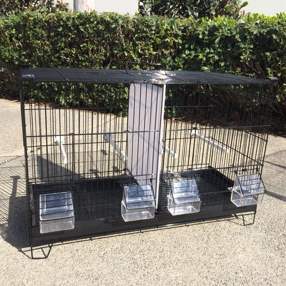 Combo-4 of Stack and Lock Double Breeding Breeder Flight Bird Quail Cage with Center Removable Center Wire and Solid Dividers Breeding Doors