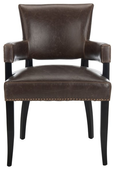 Soro 21  x27 x27h Arm Chair Brass Nail Heads Antique Brown/ Black   Transitional   Armchairs And Accent Chairs   by AED Luxury Home Decor  Houzz