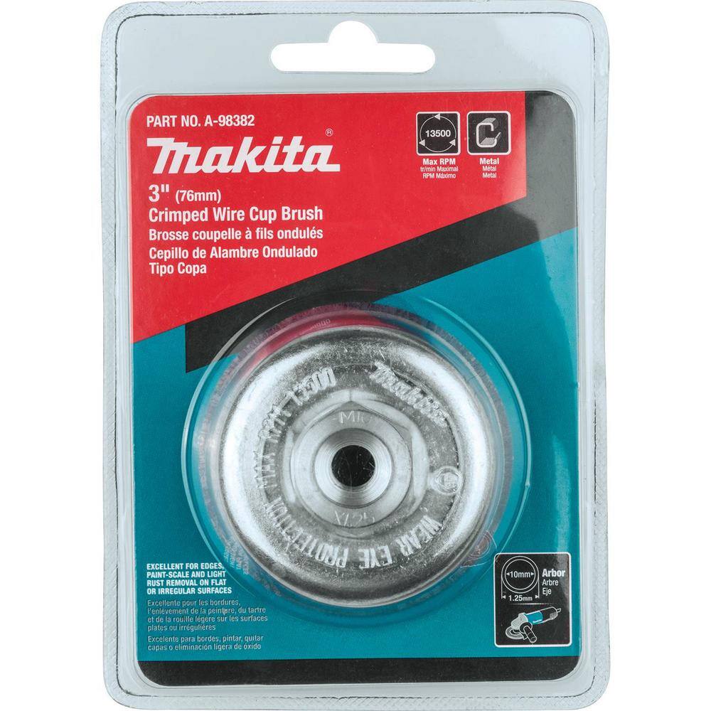 Makita M10 x 1.25 in. x 3 in. Crimped Wire Cup Brush A-98382