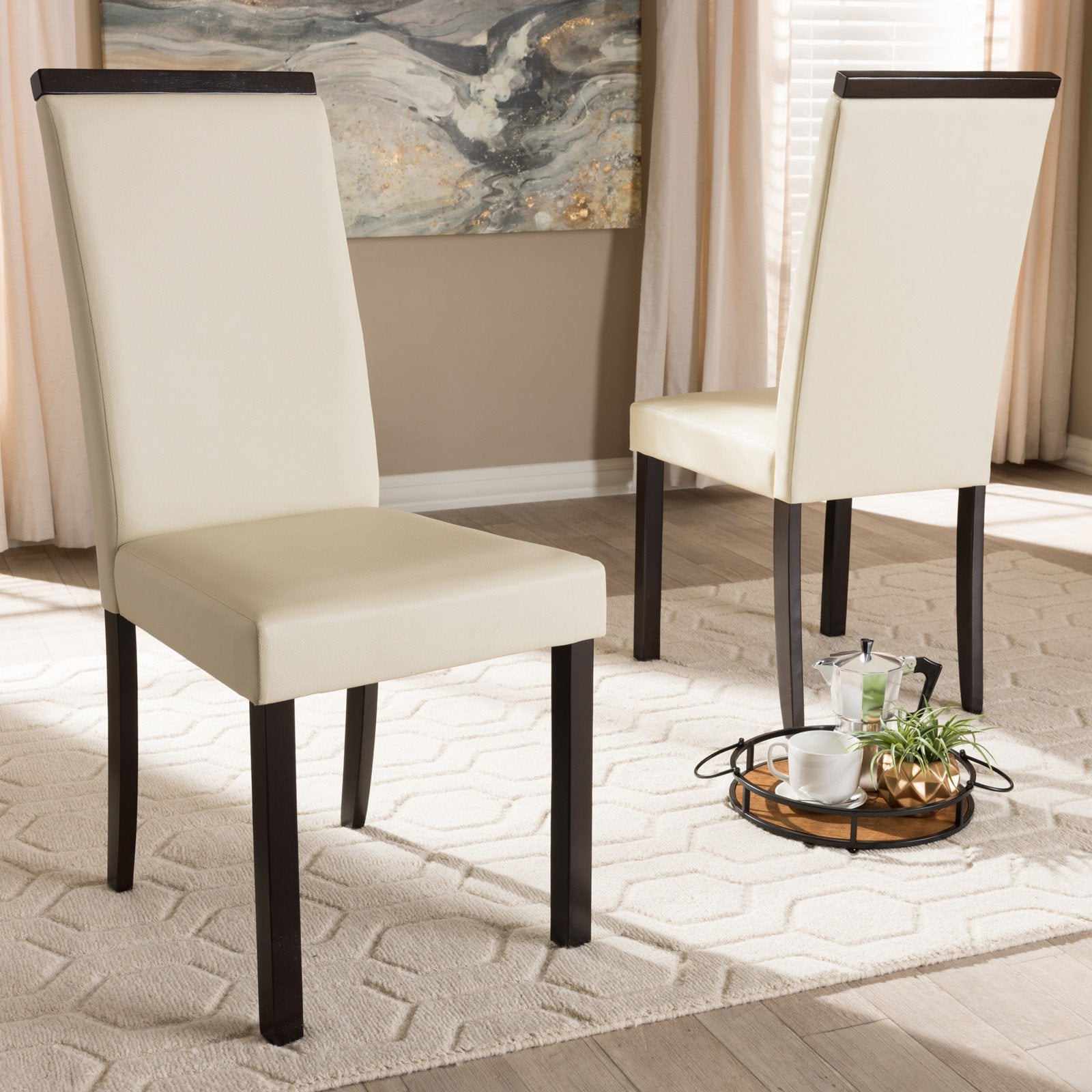 Baxton Studio Daveney Faux Leather Upholstered Dining Side Chair - Set of 2