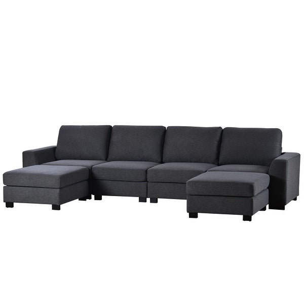 3 Pieces Sets U-shaped Sofa Chaise Sectional Sofa Convertible Modular Sofa Bed