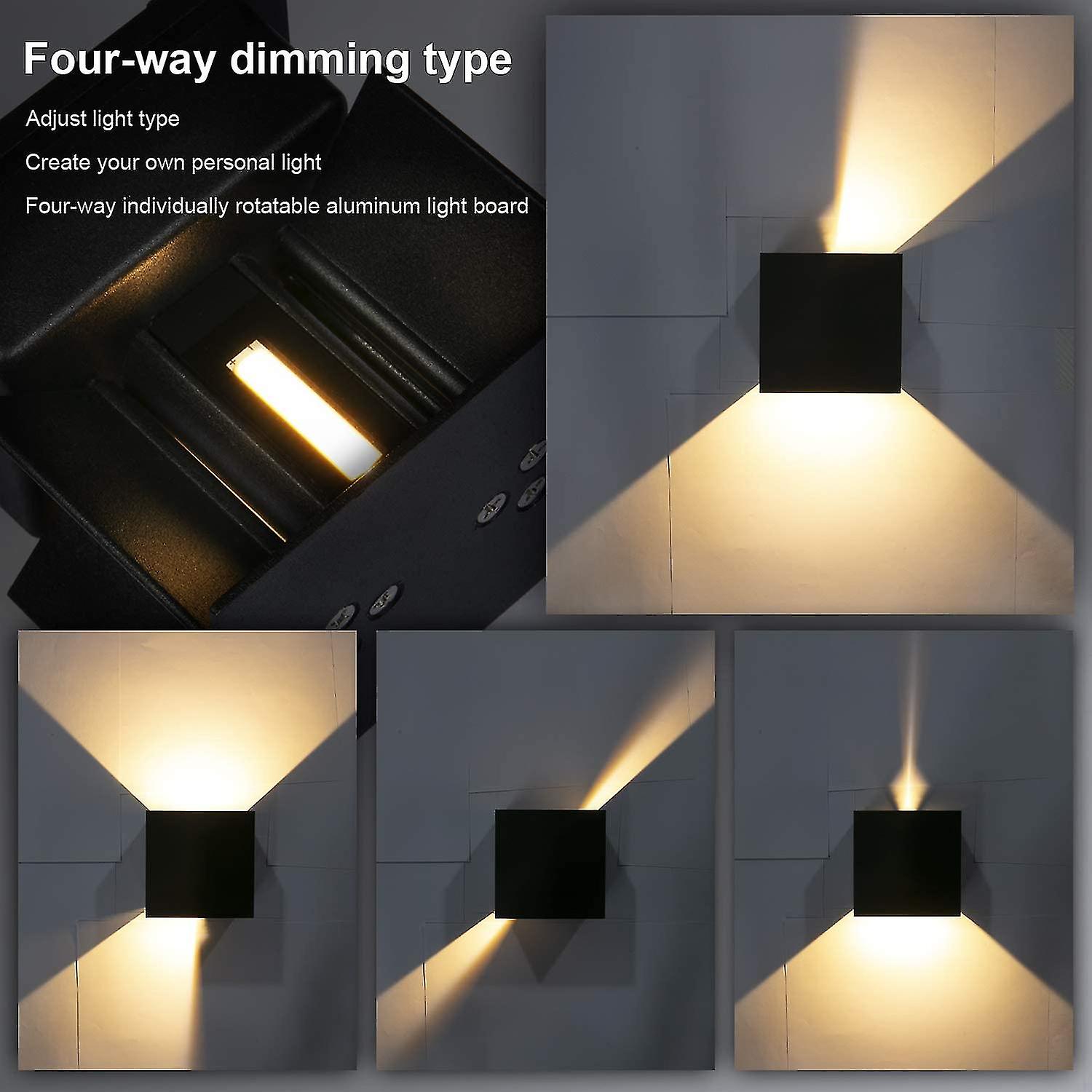 4 Pack Indoor / Outdoor Wall Light With Adjustable Beam Angle Warm White Led Wall Lights Waterproof Ip65 Wall Lamp Black For Living Room Bedroom