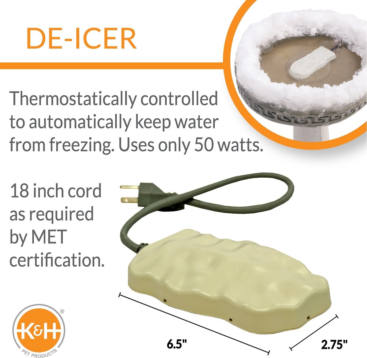 KandH Pet Products Ice Eliminator Original Birdbath Deicer