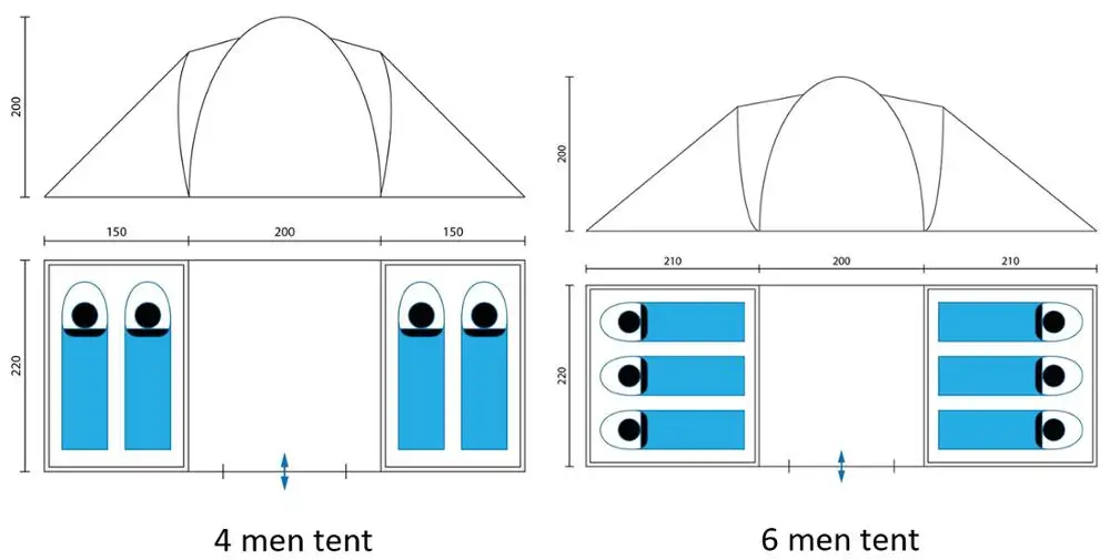 Geertop Double Layer Waterproof 2 room 6 person family outdoor camping tent