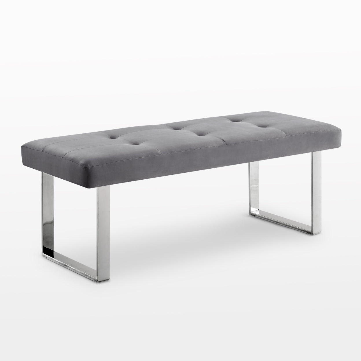 Estela Velvet Bench-Stainless Steel Legs-Tufted-Living-room, Entryway, Bedroom-by Inspired Home