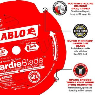 DIABLO HARDIEBlade 7-14 in. x 4-Tooth Polycrystalline Diamond (PCD) Tipped Fiber Cement Circular Saw Blade D0704DH