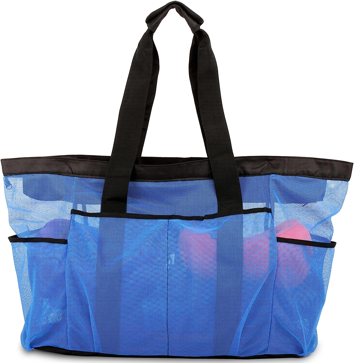 GOTDYA Extra Large Beach Bag, XL Mesh Tote with Zipper and Pockets Ideal for Your Family Beach Trip