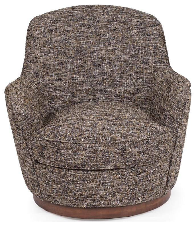 Sunset Trading Heathered Soft Tweed T Cushion Fabric Swivel Chair in Black/Brown   Transitional   Armchairs And Accent Chairs   by Homesquare  Houzz