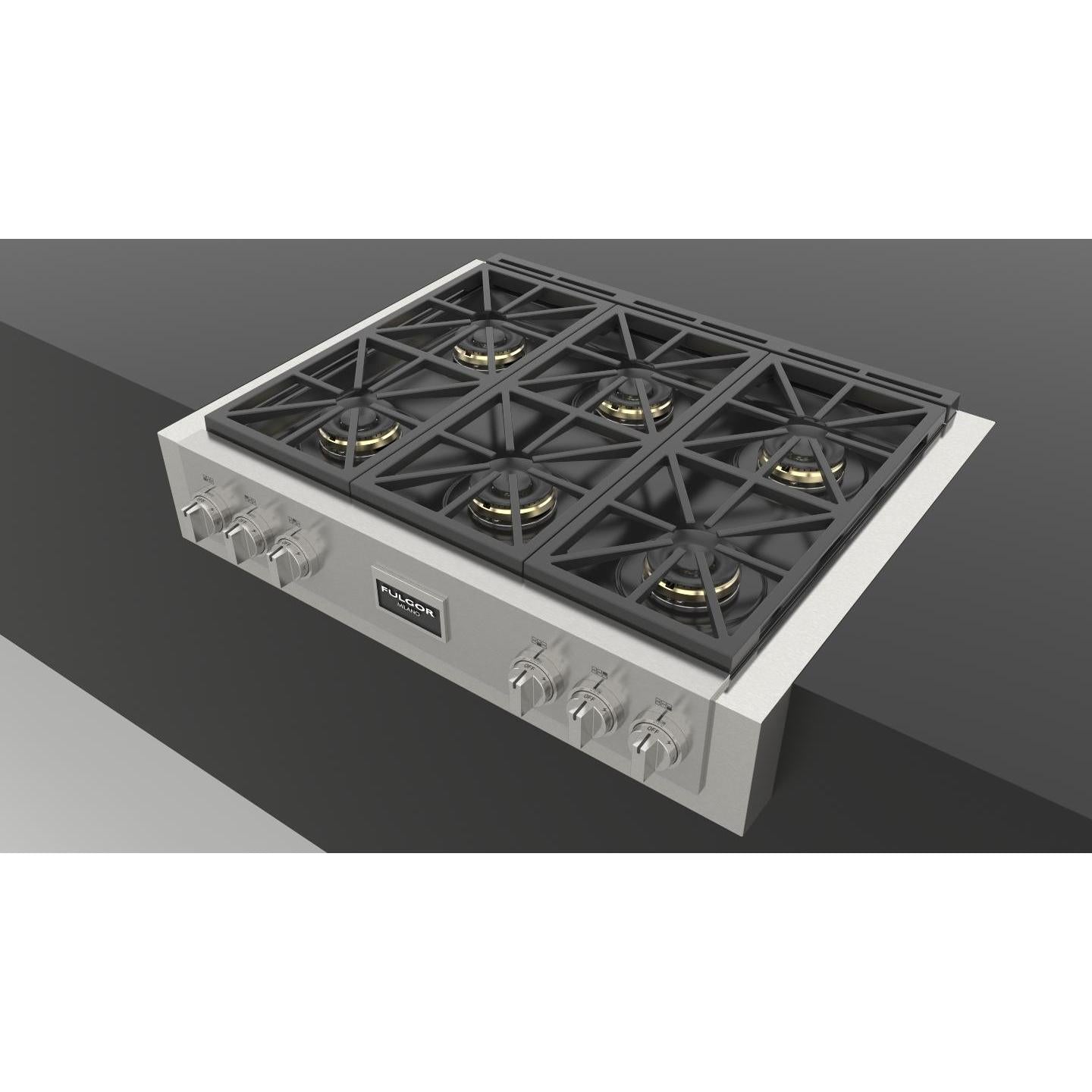 Fulgor Milano 36-inch Buit-in Gas Rangetop with 6 Burners F6GRT366S1