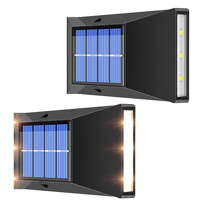 2packs Solar Light Outdoor 6led Decorative Wall Light Warm Light 3000k