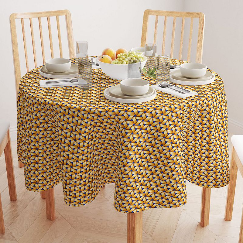 Round Tablecloth， 100% Polyester， 60 Round， Handmade Straw Wicker