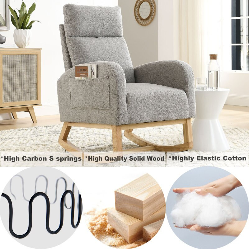 Accent High Backrest Lounge Arm Rocking Chair With Two Side Pocket   Transitional   Rocking Chairs   by Miron Demid LLC  Houzz