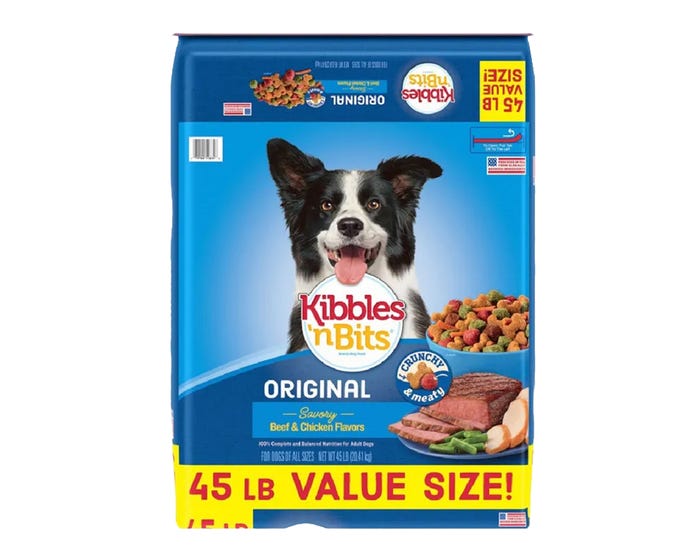 Kibbles n Bits Original Savory Beef and Chicken Dry Dog Food， 45 lb. Bag