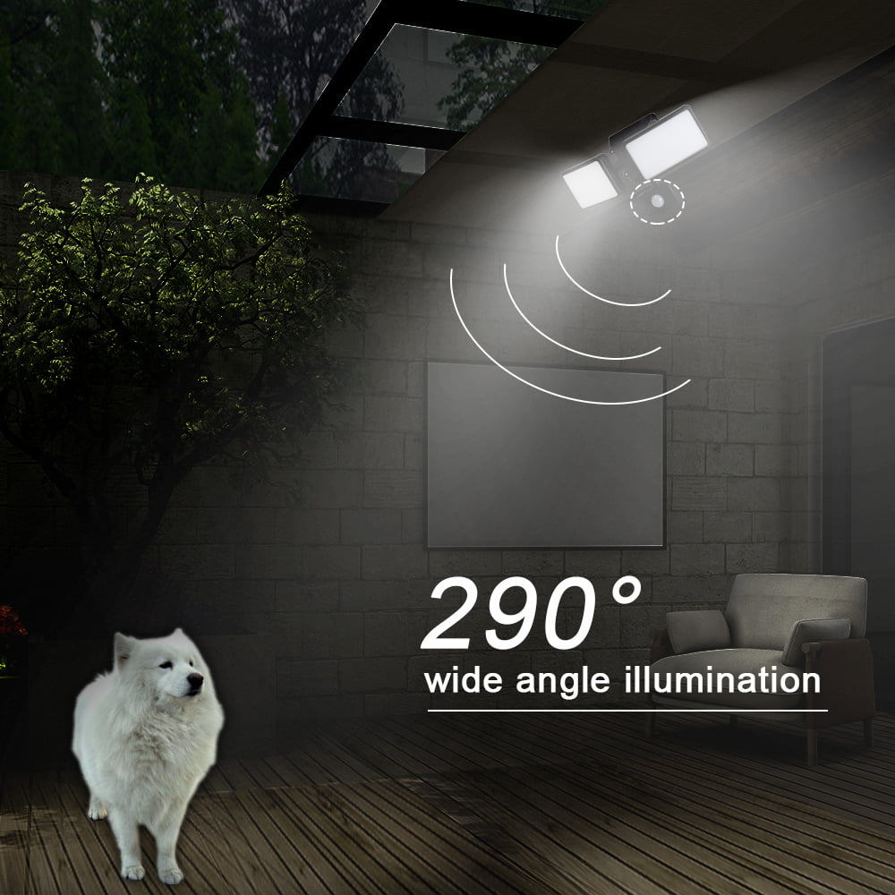 DingLiLighting 20W LED Security Lights Motion Sensor Light Outdoor, 1500LM Motion Security Light, 6000K, IP65 Waterproof, 2 Head Motion Detector Flood Light for Garage, Yard, Porch, Black