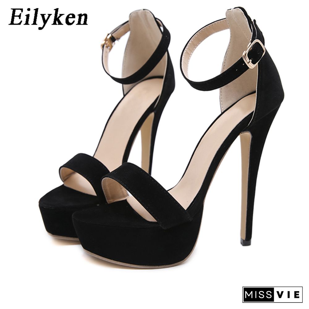 Eilyken Summer Platform Gladiator Buckle Strap Women Sandals Thin High Heels Club Party Shoes Ladies Sandalias De Mujer