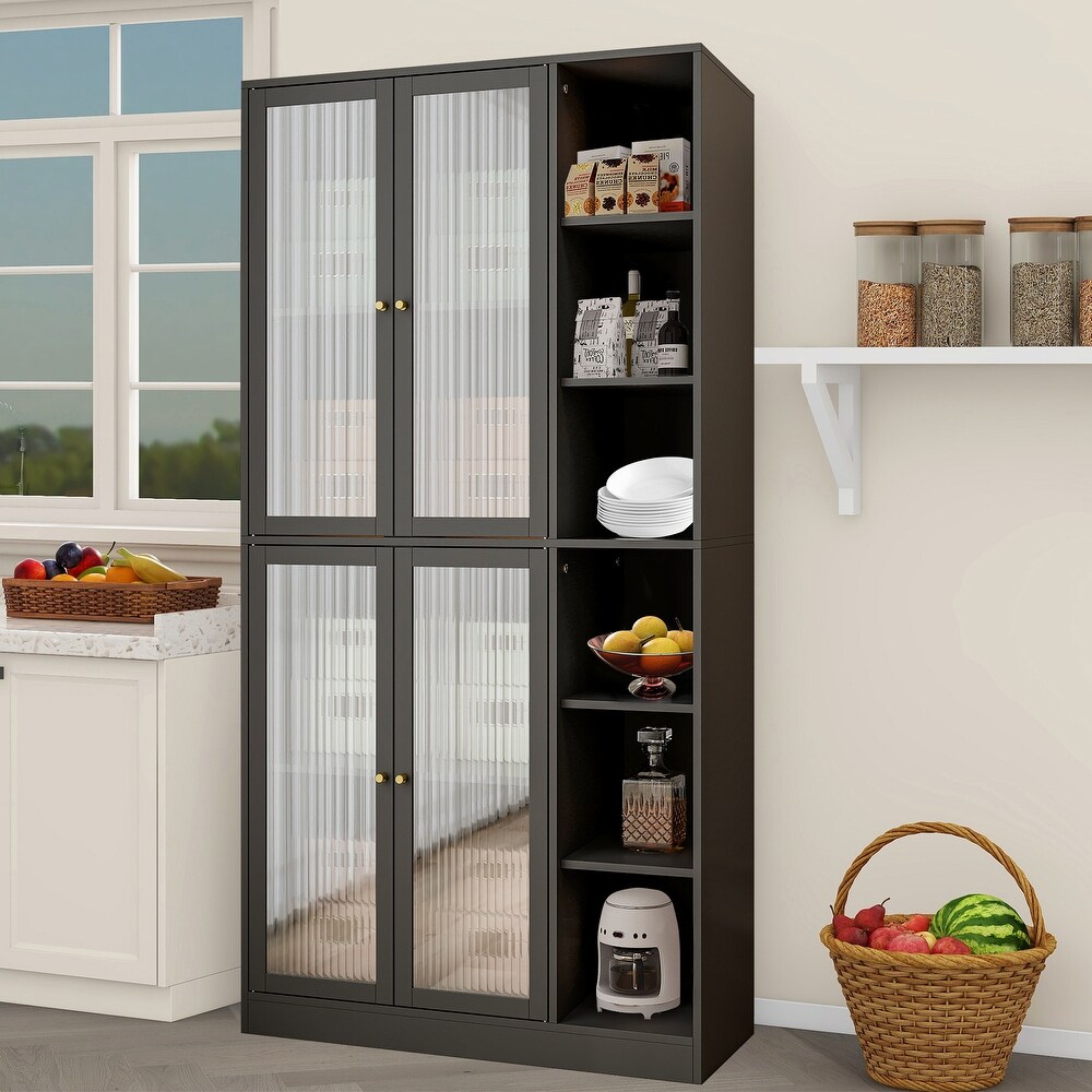 Tall Kitchen Pantry Cabinet with Doors and Adjustable Shelves