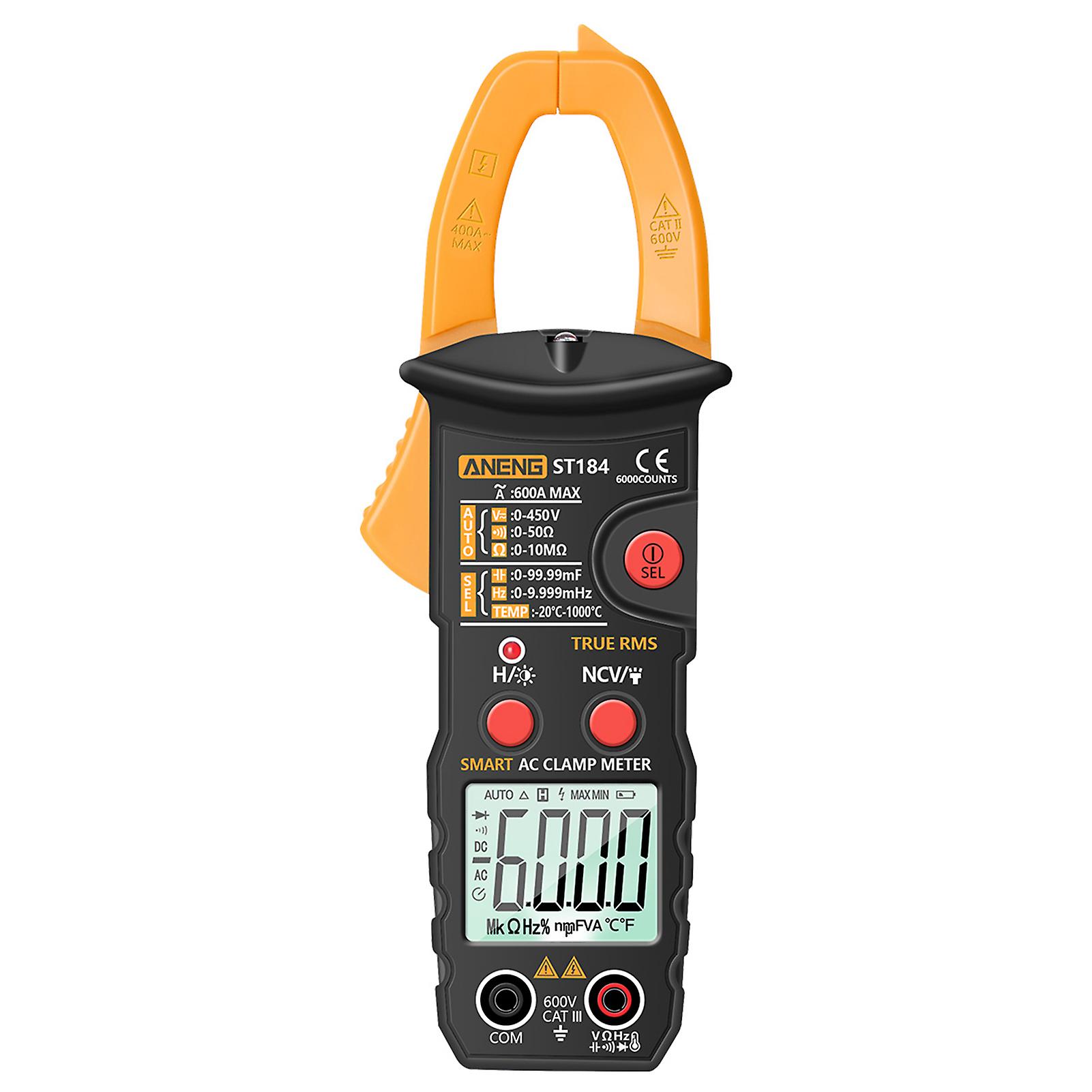 True Rms Digital Multimeter Clamp Meter Dc/ac Voltage Detector Ac Amp Meter With Ohm Capacitance Ncv Continuity Diode Hertz Temperature Tester Yellow