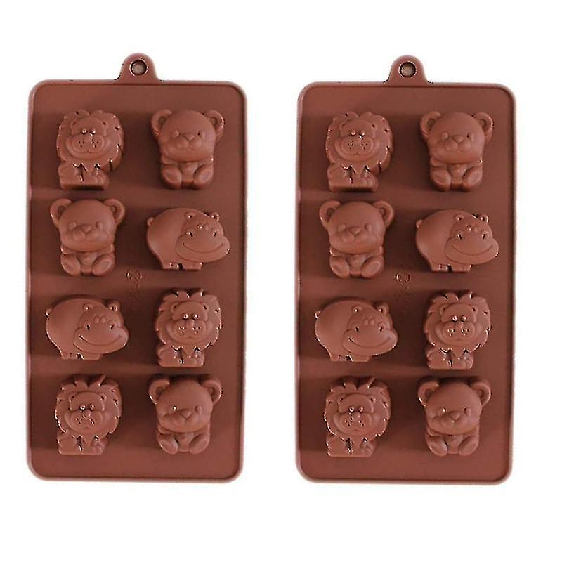 Silicone Baking Molds Set Of 2 Animal Figures Non-stick Non-toxic For Chocolate， Candy， Cake， Pudding， Jelly And Waffle