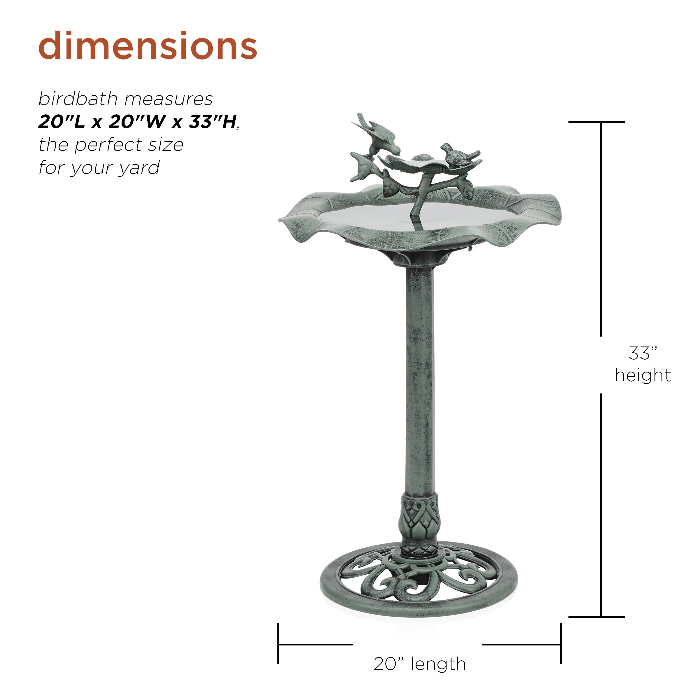 Alpine Corporation Plastic Bird Bath Feeder for Yard and Garden, Green