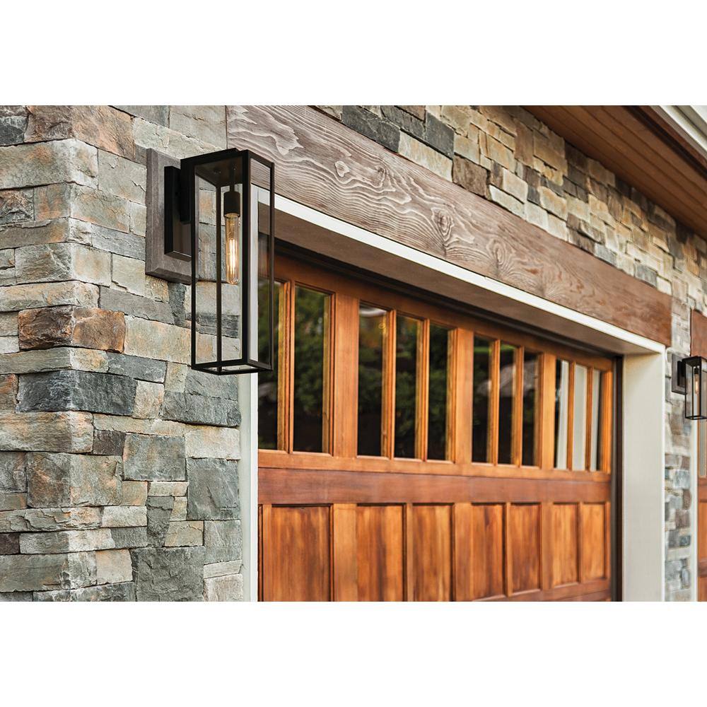 NORWELL Large Capture 1-Light Matte Black Outdoor Wall Lantern Sconce 1187-MB-CL