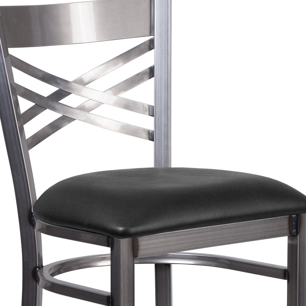 X Back Metal Restaurant Barstool   Vinyl Seat   17\