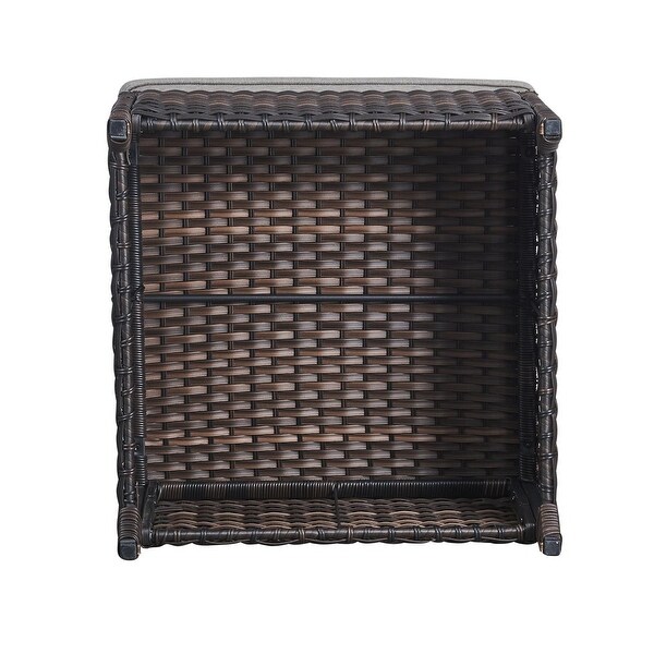 2 Piece Outdoor Ottoman Wicker Patio Ottomans