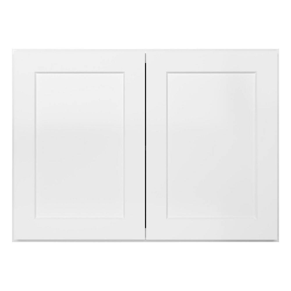 HOMEIBRO 33-in. W x 24-in. D x24-in. H in Shaker White Plywood Ready to Assemble Wall Bridge Kitchen Cabinet with 2 Doors SW-W332424-A