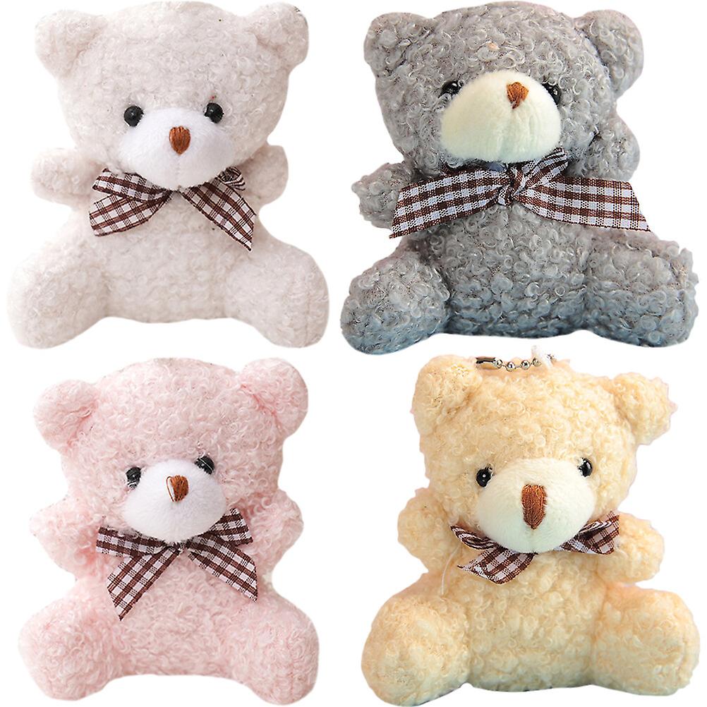 4pcs Bear Animal Plush Dolls Cartoon Bear Pendants Plush Bear Keychains Hanging Plush Bear