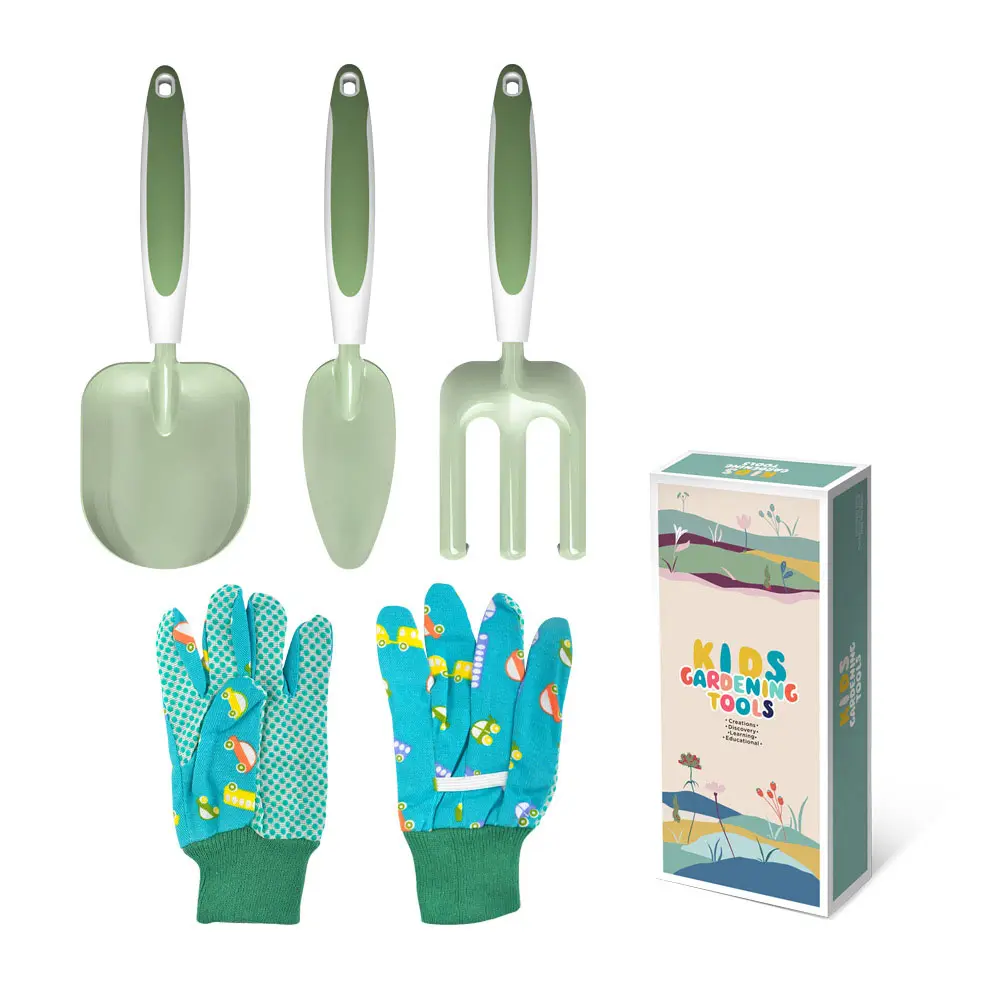 Hot Sale  Color Box Garden Tool Set For Kids Mini Garden Tool Set Blue/Green/Pink 4PCS Kids Gardening Tools Set