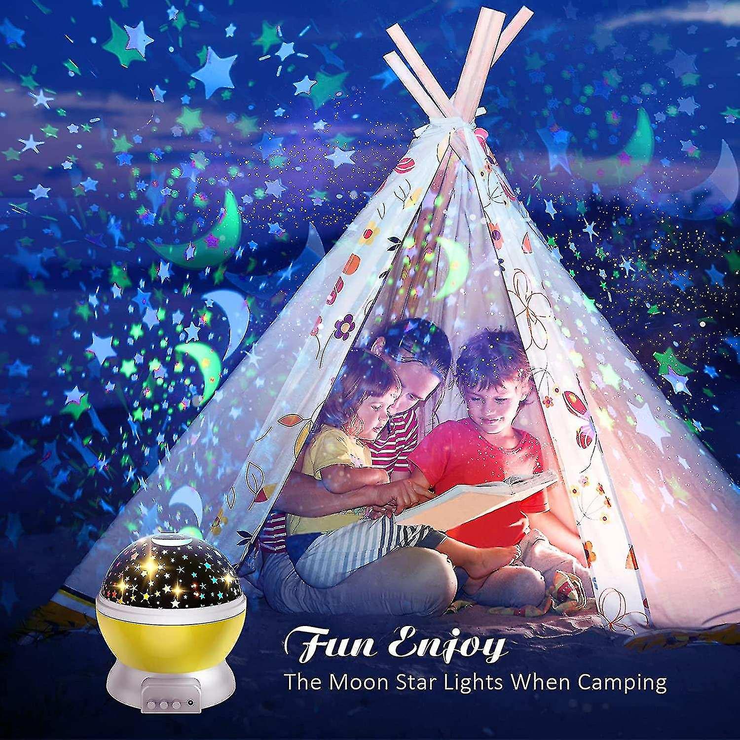 Liangnv Night Light Projector For Kids 360 Rotating Moon Stars Nightlight With 8 Colors Lights Chang