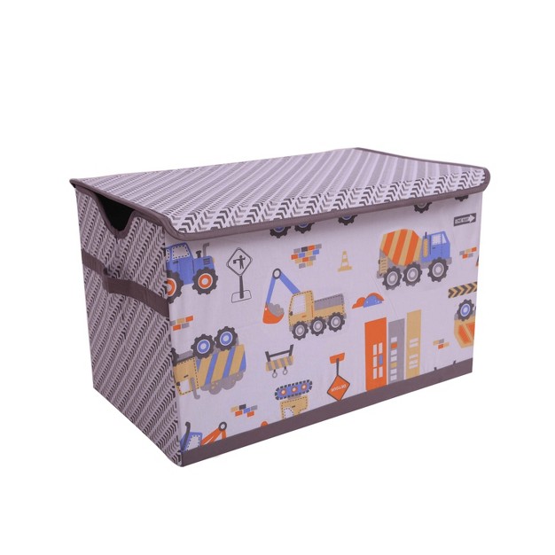 Bacati Construction Multicolor Boys Cotton Storage Toy Chest